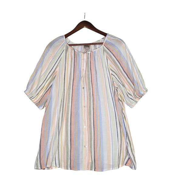 Como Vintage button up Short Balloon Sleeve Blouse Size XL - Picture 2 of 9